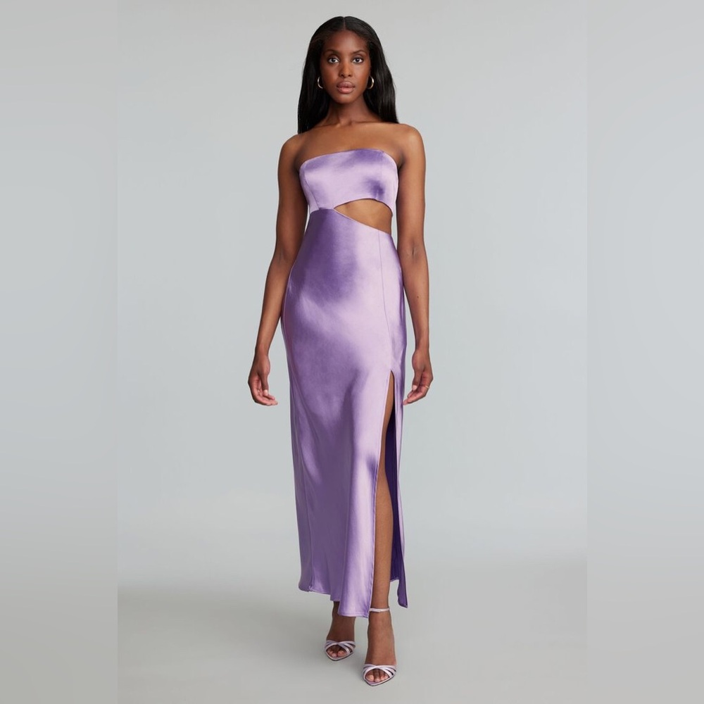 Dynamite Strapless Satin Dress in Lavender